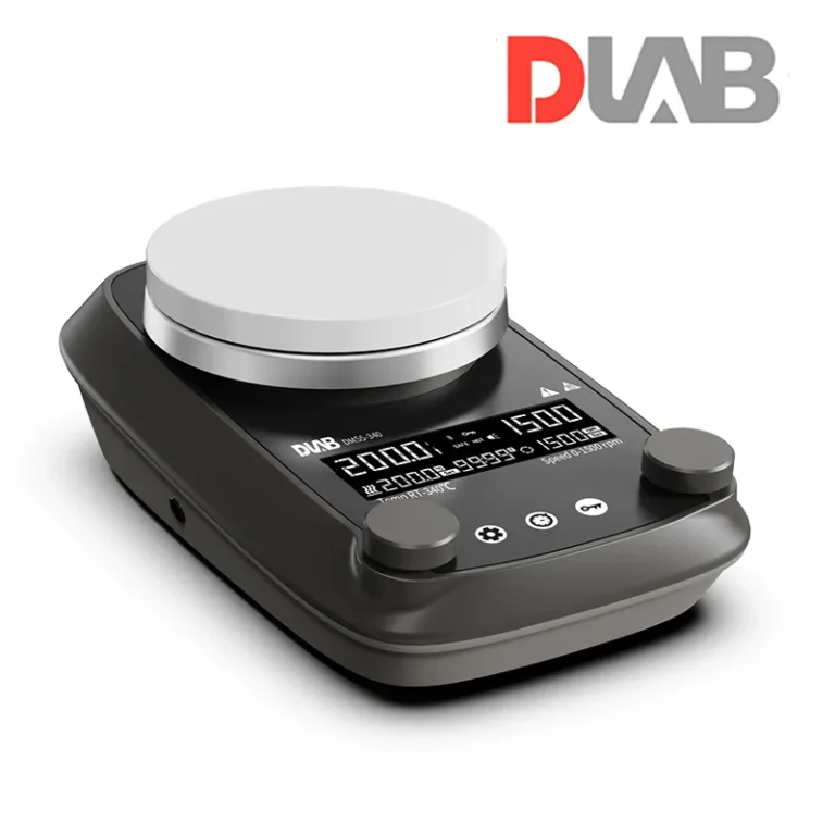 DLAB DMS5-340 LCD Package Isıtıcılı Manyetik Karıştırıcı Seramik Kaplı Alüminyum Yüzey 50... 1.500 rpm / RT... 340 °C / 20 L